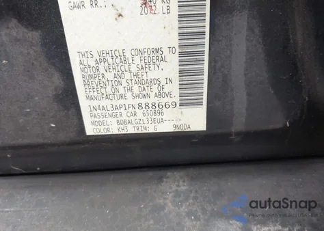 2015 Nissan Altima 2.5/2.5 S/2.5 Sl/2.5 Sv из США, поврежденный, VIN 1N4AL3AP1FN888669